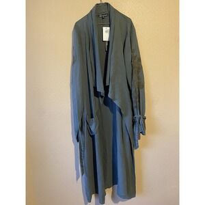 Loramendi Open Front LONG‎ Alexis Trench Coat Olive Boho Floral Women's Med NEW